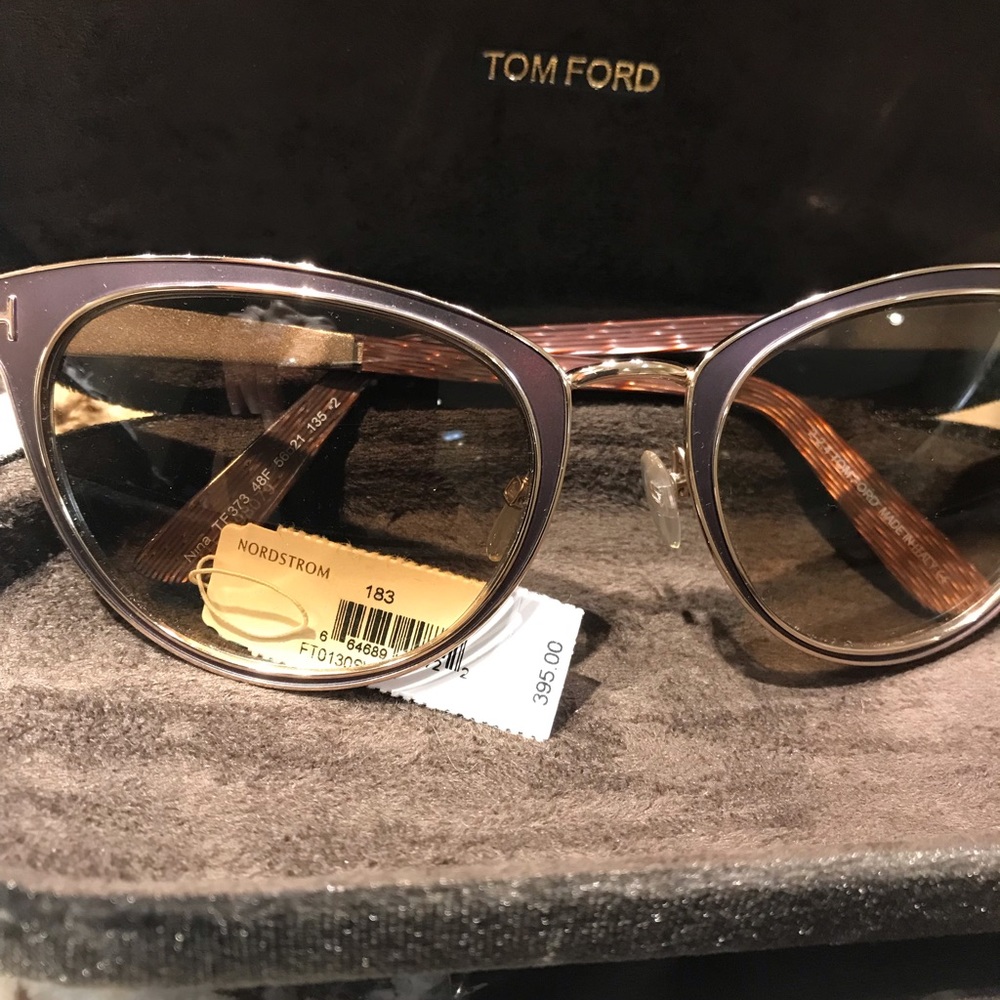 Tom Ford Nina TF 373 48F Cat-Eye Metal Sunglasses